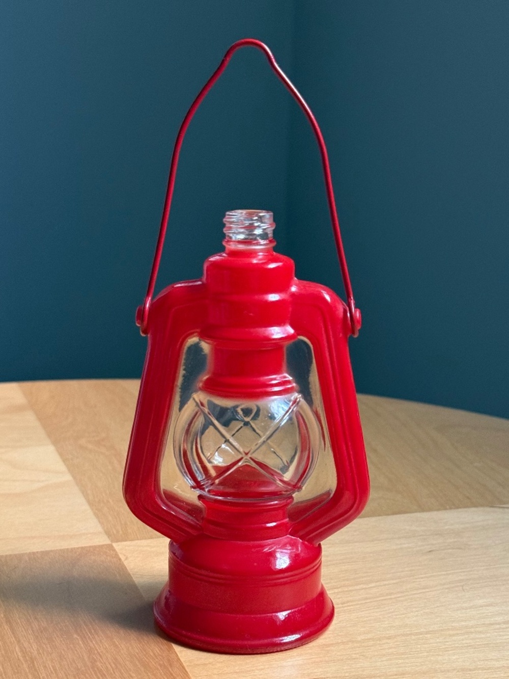 Vintage c1970s Red Camping Country Lantern Cologne Trinket Glass Bottle by AVON